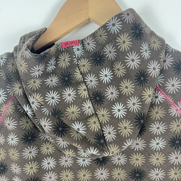 Womens Cruel Girl Y2K Zip Hoodie sz L Floral Embroidered Logo Pins Pink Contrast - Picture 8 of 11